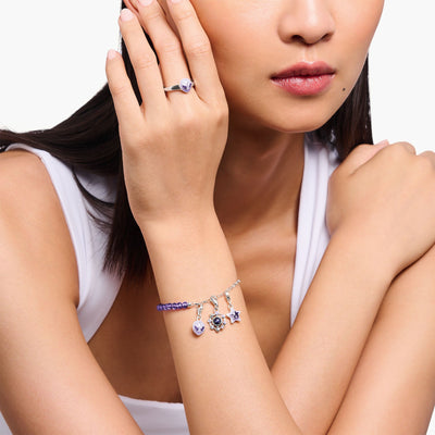 Silver Member Charm bracelet with violet imitation amethyst beads | THOMAS SABO Australia