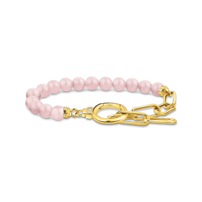 Link bracelet with rose quartz beads gold | THOMAS SABO Australia