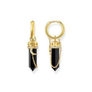 Hoop earrings with onyx and small chain | THOMAS SABO Australia