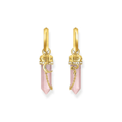Crystal hoop earrings with rose quartz gold | THOMAS SABO Australia