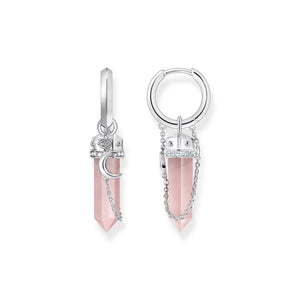 Crystal hoop earrings with rose quartz silver | THOMAS SABO Australia