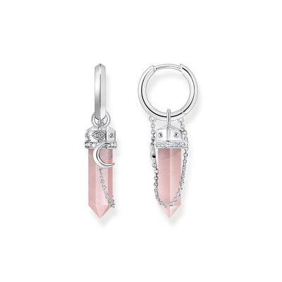 Crystal hoop earrings with rose quartz silver | THOMAS SABO Australia