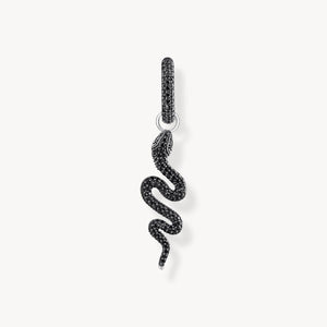 Single Snake hoop earring with black zirconia