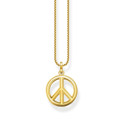 Necklace with pendant peace sign stones gold-plated | THOMAS SABO Australia