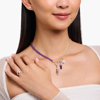 Silver Member Charm necklace with violet imitation amethyst beads | THOMAS SABO Australia