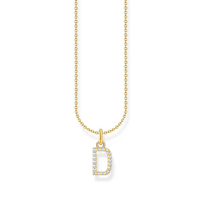 Necklace with letter pendant D and white zirconia  - gold | THOMAS SABO Australia
