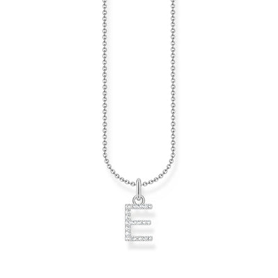 Necklace with letter pendant E and white zirconia  - silver | THOMAS SABO Australia