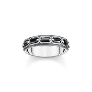 Ring crocodile shell with stones silver blackened | THOMAS SABO Australia