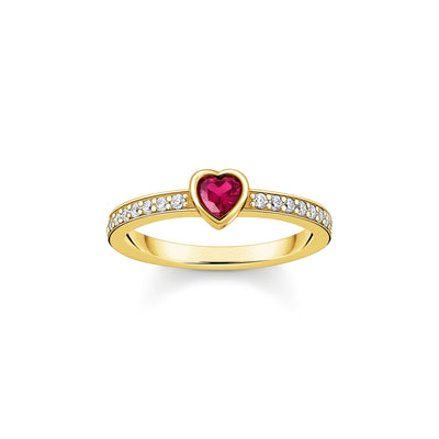 Solitaire ring with red heart-shaped stone | THOMAS SABO Australia