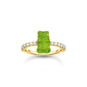 THOMAS SABO x HARIBO: Gold-plated Ring with Blueberry Blue & Apple Green Goldbear  | THOMAS SABO Australia