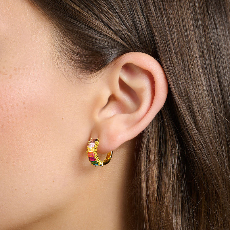 Hoop earrings colourful stones pavé gold | THOMAS SABO Australia