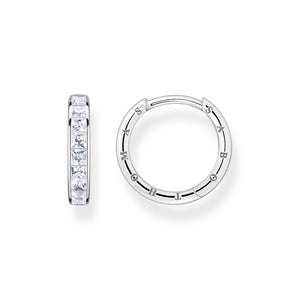 Hoop earrings white stones pavé silver | THOMAS SABO Australia