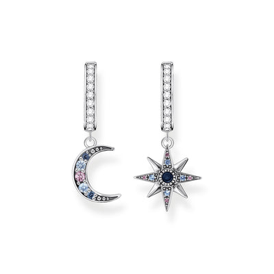 Hoop earrings royalty star & moon - silver | THOMAS SABO Australia