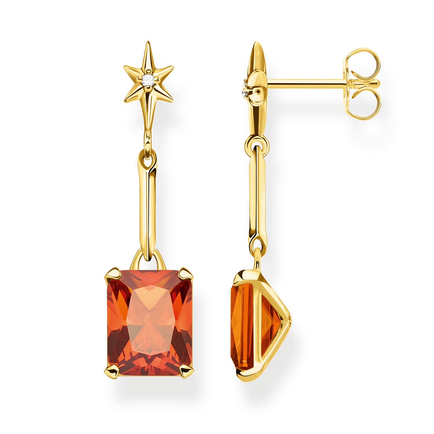 Orange stone store earrings