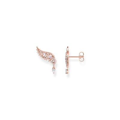 Ear studs phoenix wing with pink stones rose gold | THOMAS SABO Australia
