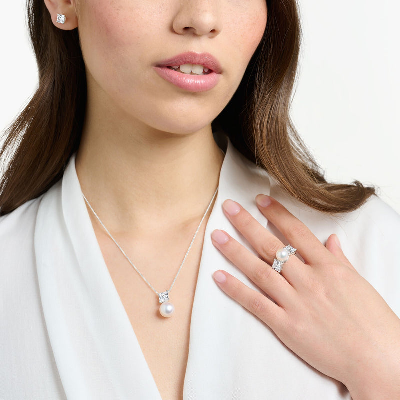 Necklace pearl with white stone silver | THOMAS SABO Australia