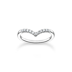 Ring V-shape with white stones silver | THOMAS SABO Australia