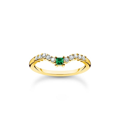 Ring green stone with white stones gold | THOMAS SABO Australia