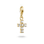 Gold-Plated Cross Charm with White Zirconia