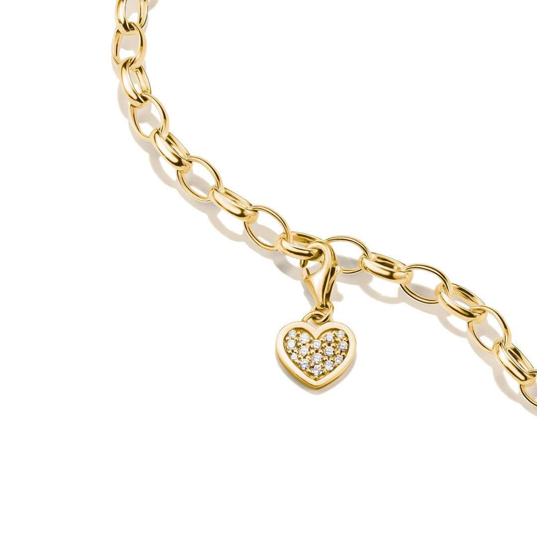 Gold-Plated Heart Charm with White Zirconia