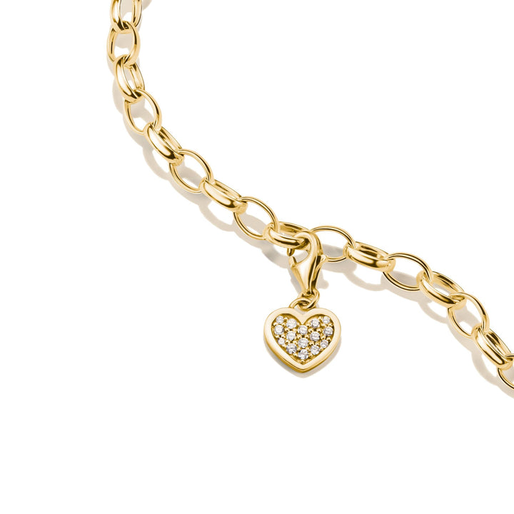Gold-Plated Heart Charm with White Zirconia