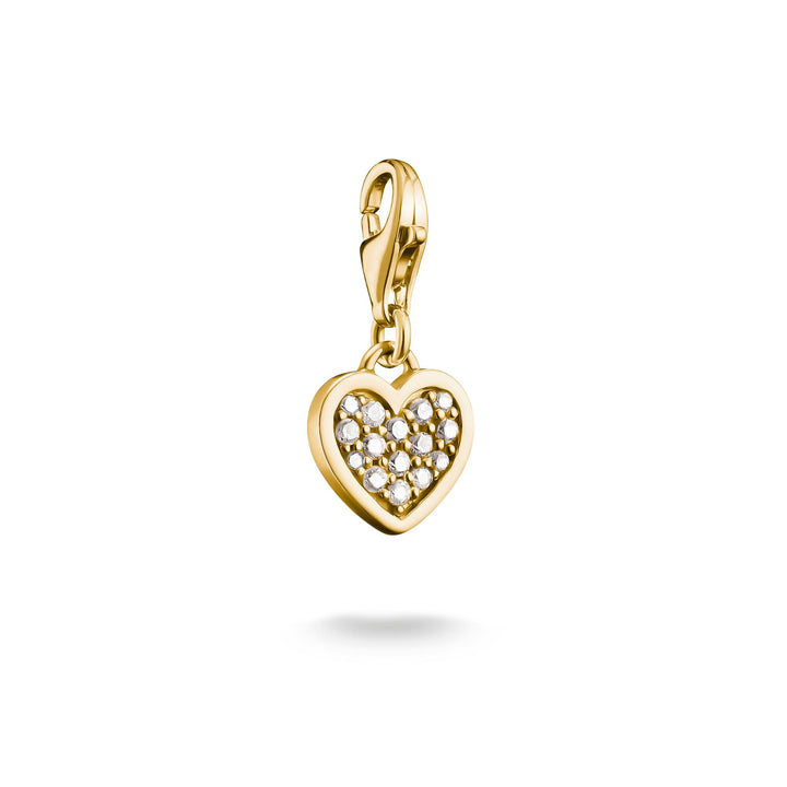 Gold-Plated Heart Charm with White Zirconia