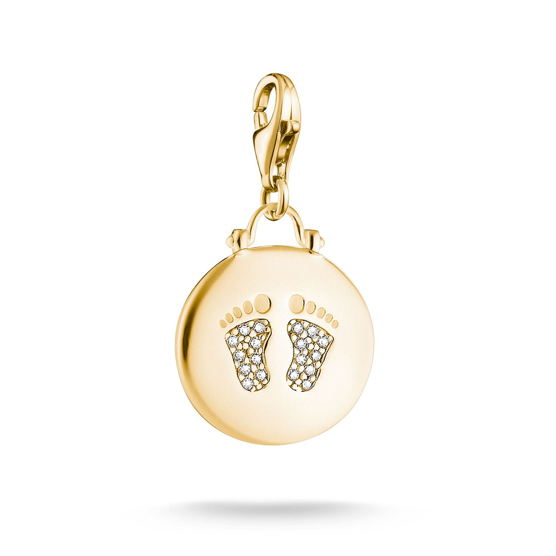 Gold-Plated Baby Feet Charm with White Zirconia