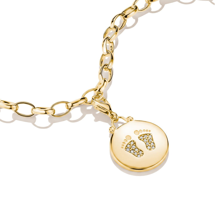 Gold-Plated Baby Feet Charm with White Zirconia