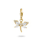 Gold-Plated Dragonfly Charm with White Zirconia