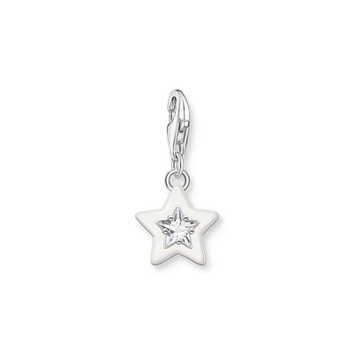 Charm pendant star with white stones and white cold enamel  | THOMAS SABO Australia