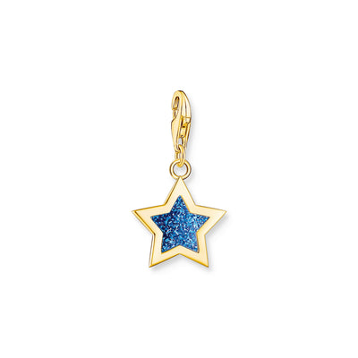 Yellow-gold plated star charm with dark blue glitter | THOMAS SABO Australia
