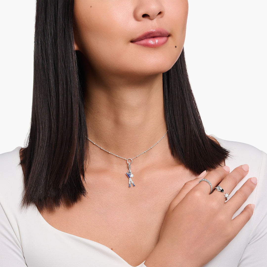 Silver charm blue skis with snowflake charm | THOMAS SABO Australia