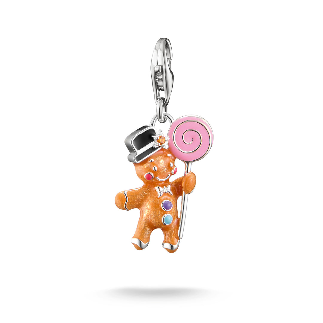 Silver blackened gingerbread man charm with lollipop | THOMAS SABO Australia