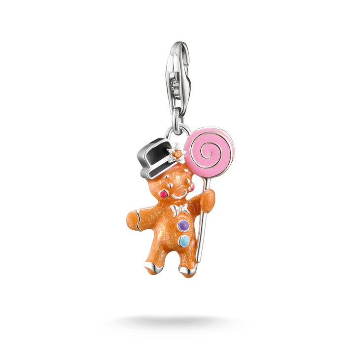 Silver blackened gingerbread man charm with lollipop | THOMAS SABO Australia