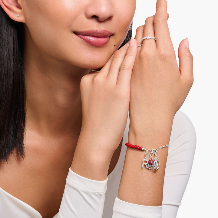 Charm Set: Red Rose &amp; Heart Charm Bracelet