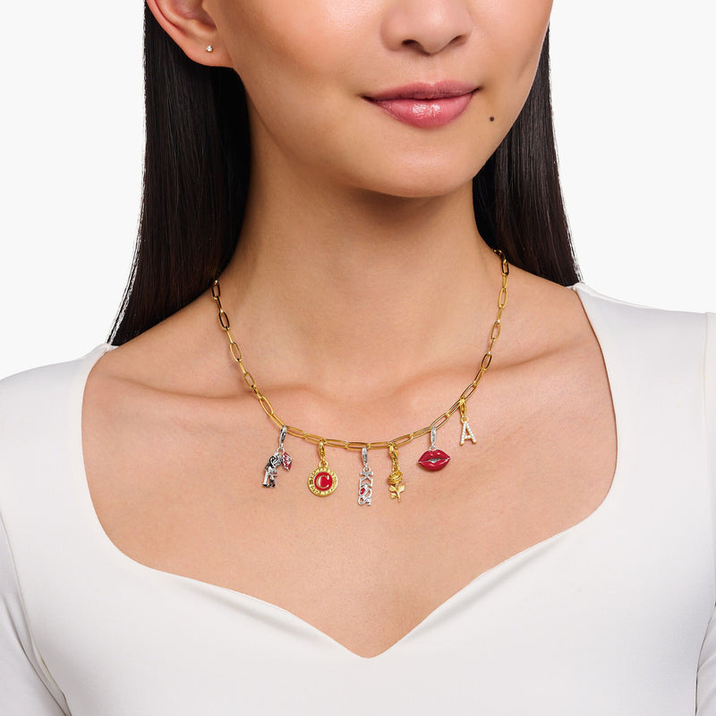 Charm Set: Rose Necklace with Gold-Plated Necklace