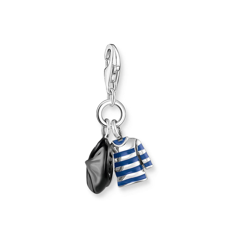 Charm Pendant with beret hat and Breton shirt