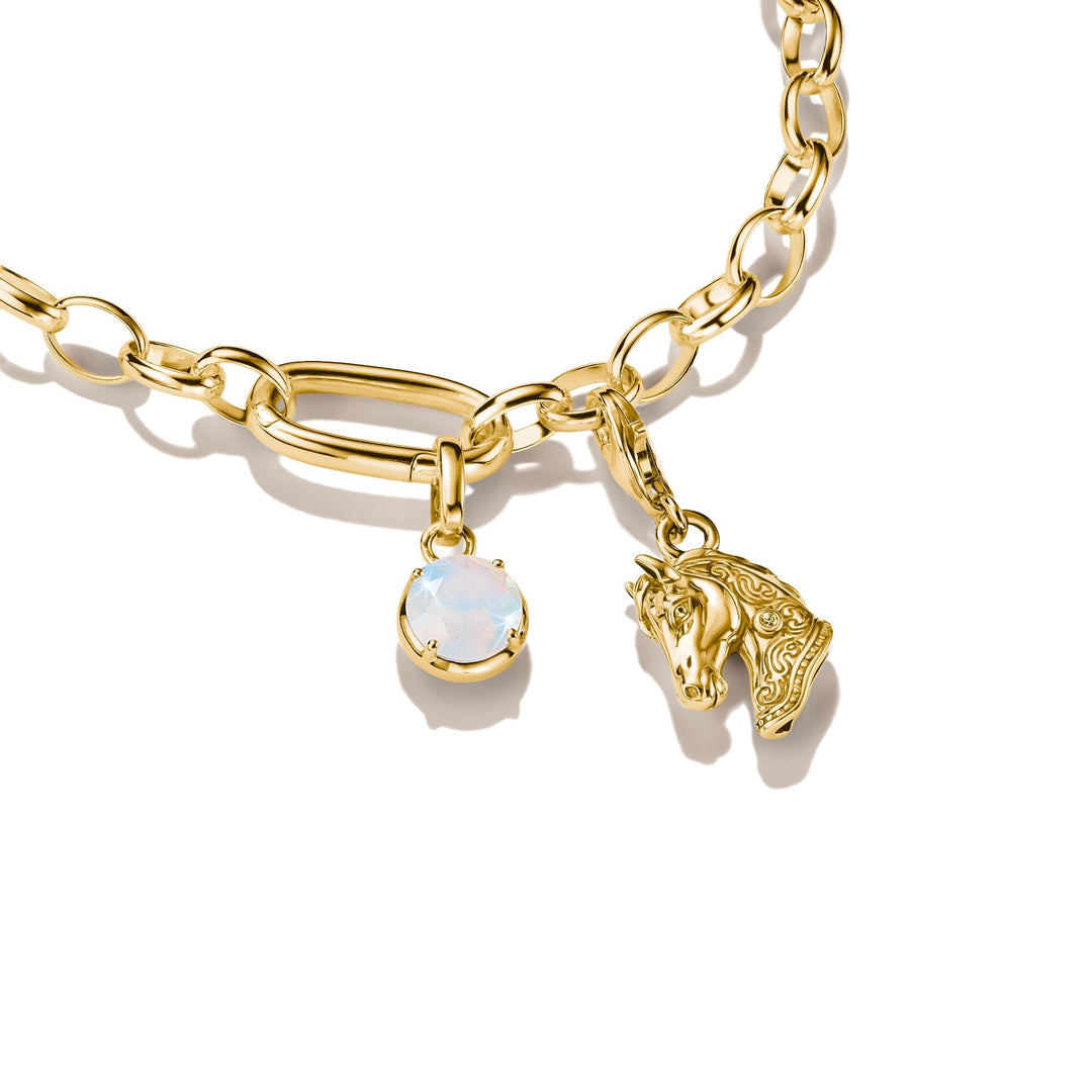 Gold-Plated Horse Head Charm with White Zirconia