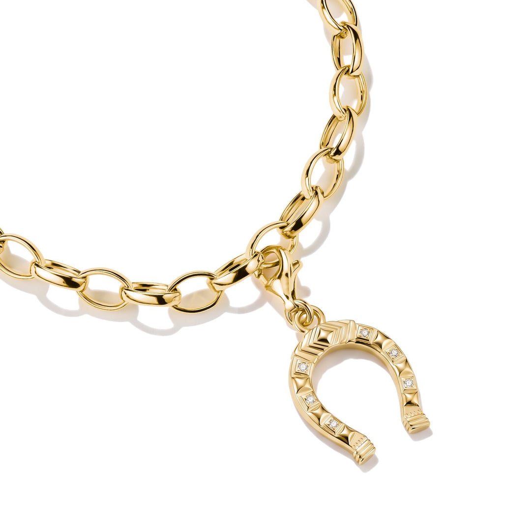 Gold-Plated Horseshoe Charm with White Zirconia