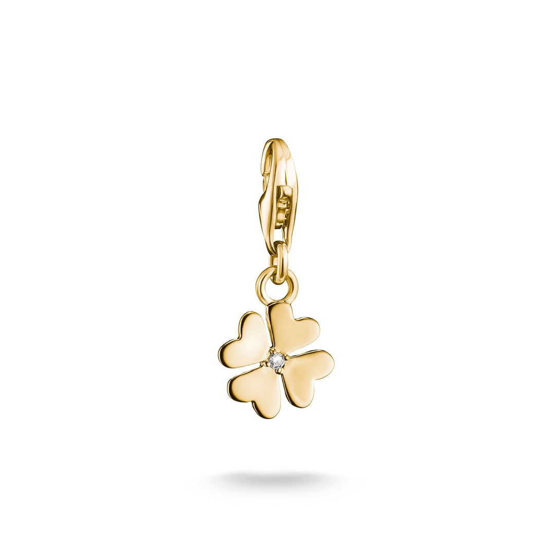 Gold-Plated Four-Leaf Clover Charm with Zirconia Centre Stone | THOMAS SABO