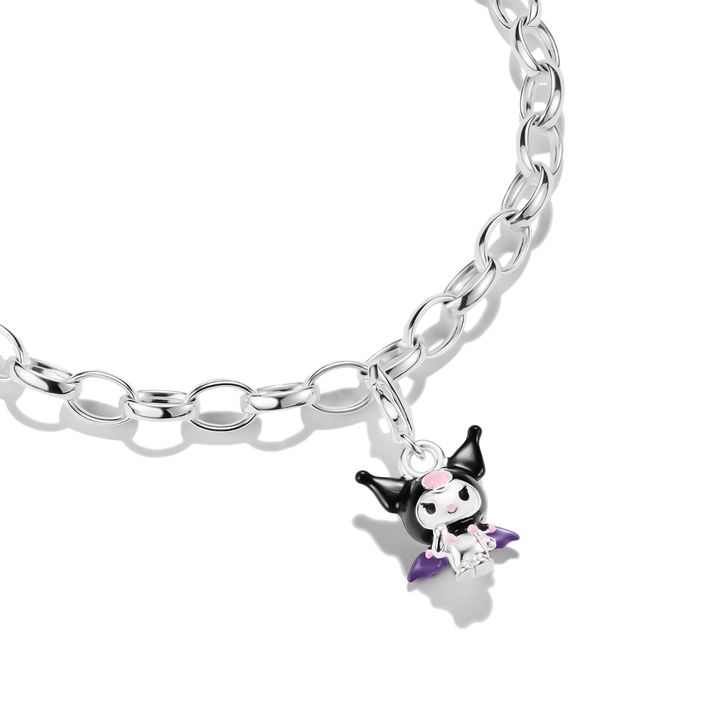Hello Kitty Kuromi Charm with Bat Wings, Silver-Plated