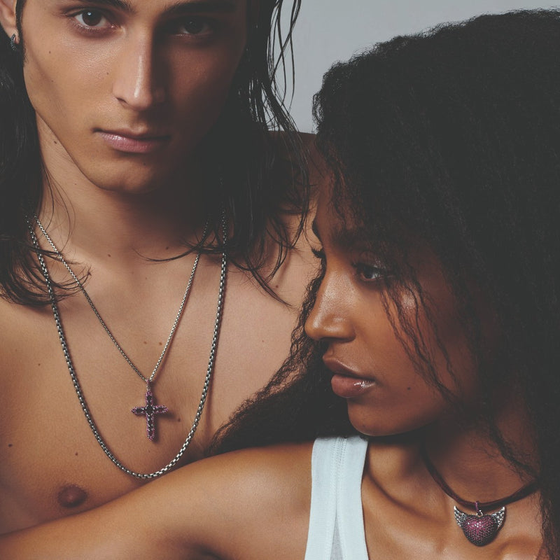 Red Romance Cross Pendant and Velvet Choker Set