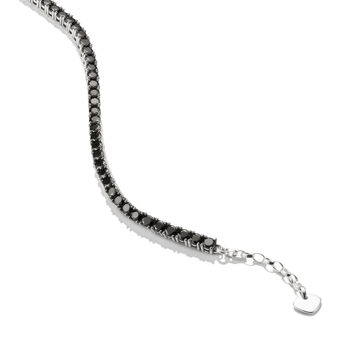 Tennis Bracelet with Black Zirconia Stones