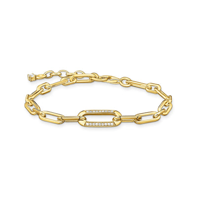 Golden Link bracelet with anchor element and zirconia | THOMAS SABO Australia