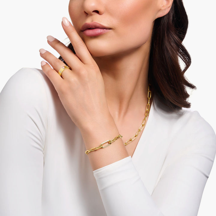 Golden Link bracelet with anchor element and zirconia | THOMAS SABO Australia