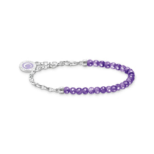 Silver Member Charm bracelet with violet imitation amethyst beads | THOMAS SABO Australia