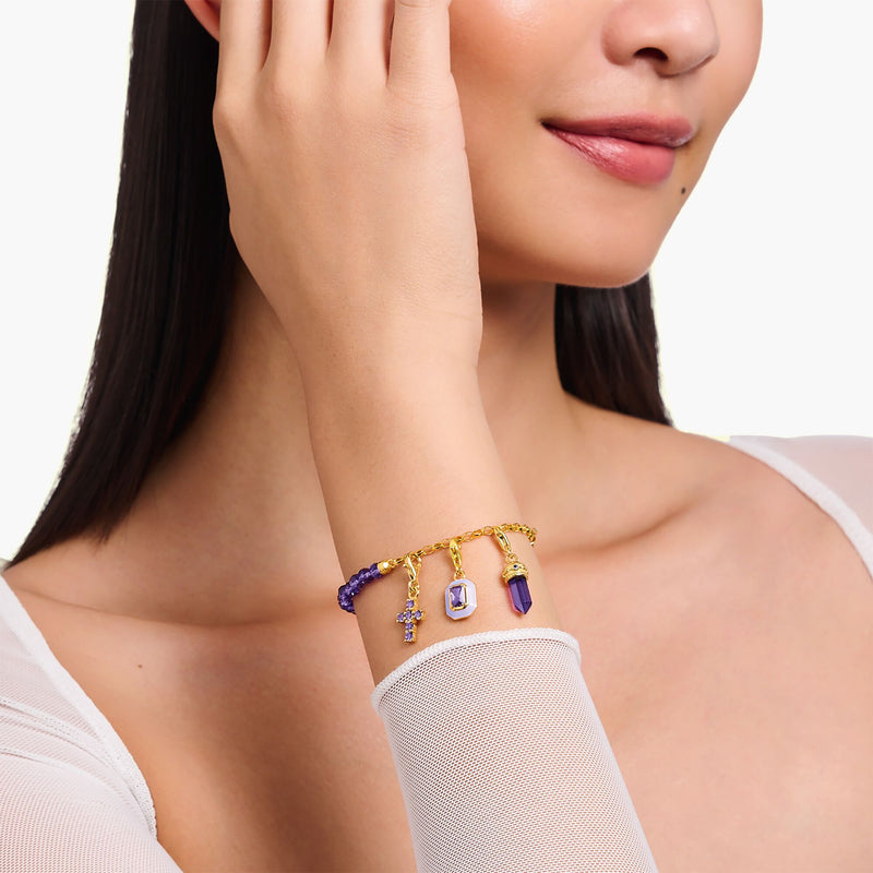 Gold Member Charm bracelet with violet beads | THOMAS SABO Australia