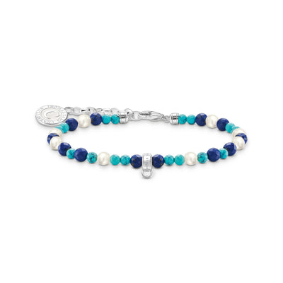 Member charm bracelet with white pearls & blue beads | THOMAS SABO Australia