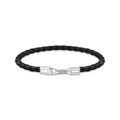 Bracelet with braided, black leather | THOMAS SABO Australia
