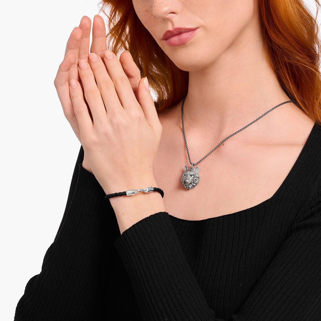 Bracelet with braided, black leather | THOMAS SABO Australia